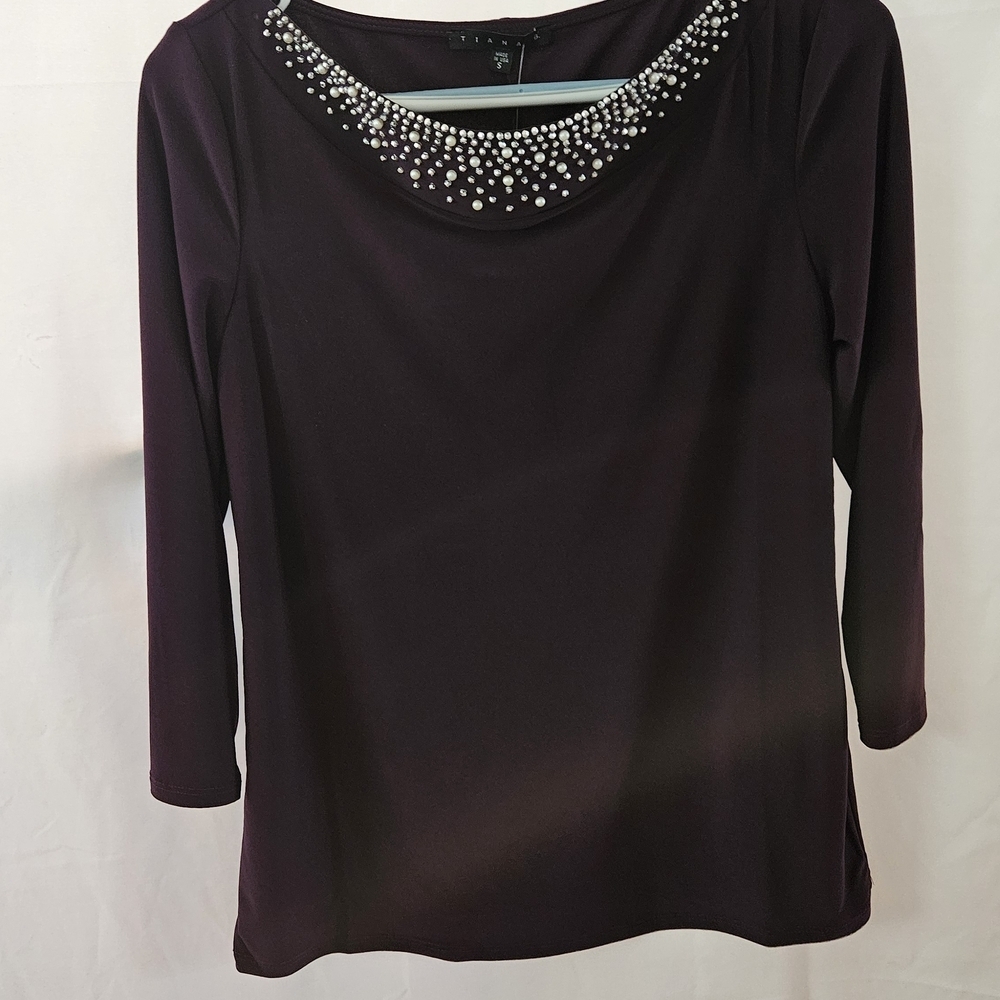 Tiana B. Deep Purple Embellished Blouse